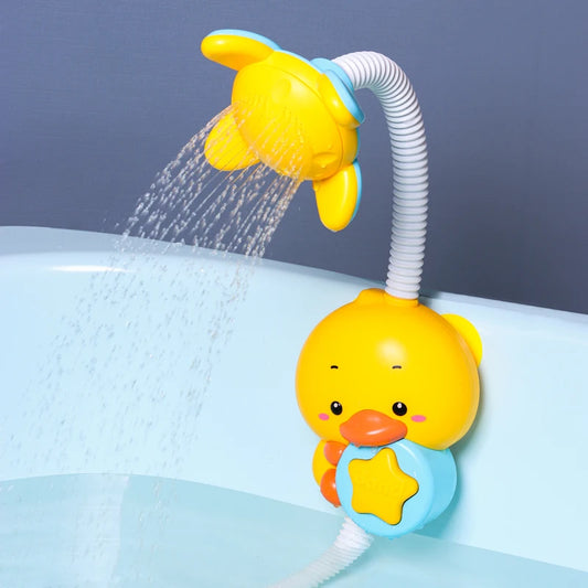 QWZ New Bath Toys Baby Water Game Duck Model Faucet Shower Electric Water Spray Swimming Bathroom Baby Toys For Kids Gifts