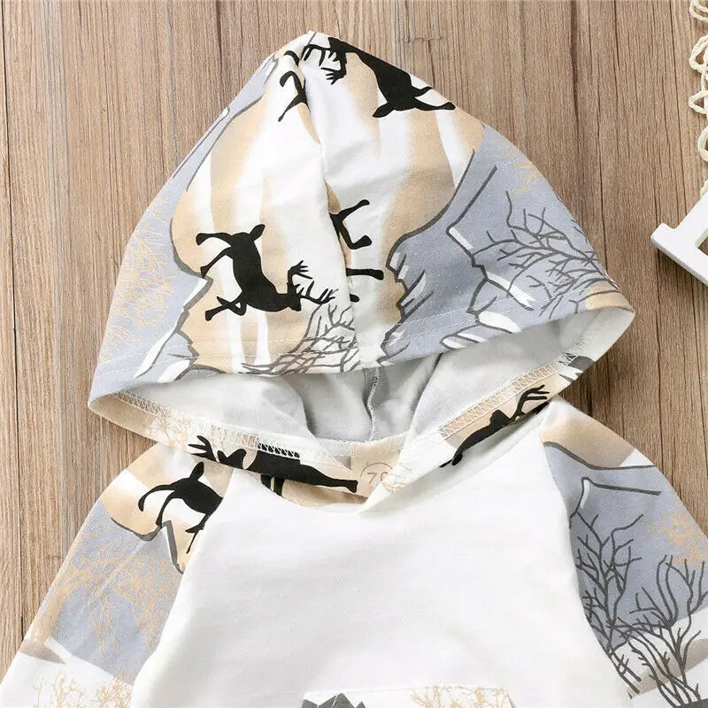 Citgeett Spring Christmas Newborn Infant Baby Boys Girls Hooded Tops Pants Leggings Outfits Autumn Xmas Fall Clothes Set