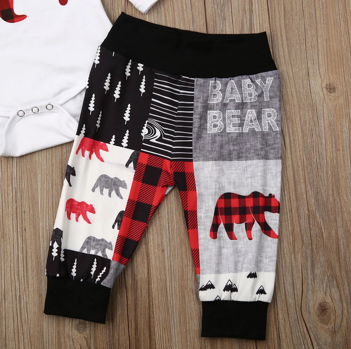 Citgeett Fall Autumn 3PCS Newborn Baby Boy Girl Christmas Clothes Set Bear Print Romper Pants Outfits Spring Set