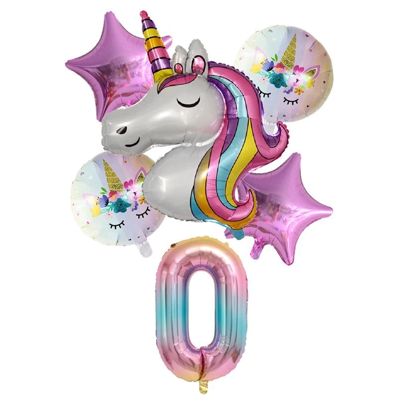 Unicorn Balloon 1st Birthday Party Decorations Kids Globo baby shower first Number inflatable Helium Foil Balloons new year 2023