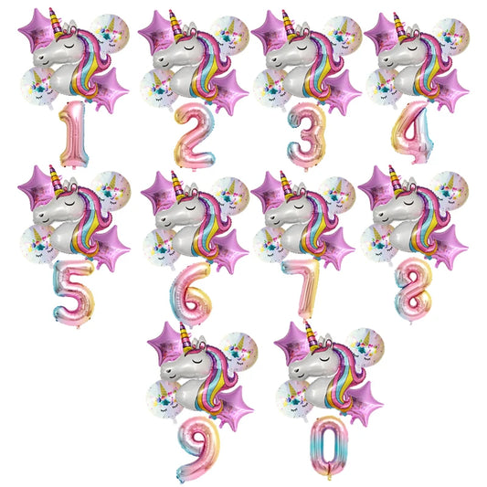 Unicorn Balloon 1st Birthday Party Decorations Kids Globo baby shower first Number inflatable Helium Foil Balloons new year 2023