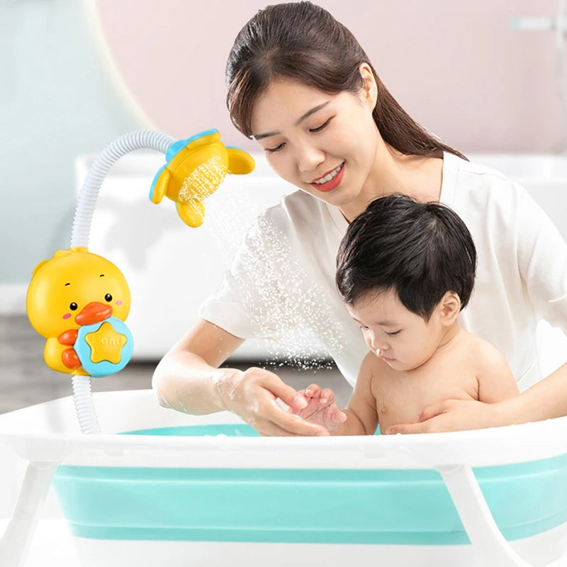 QWZ New Bath Toys Baby Water Game Duck Model Faucet Shower Electric Water Spray Swimming Bathroom Baby Toys For Kids Gifts