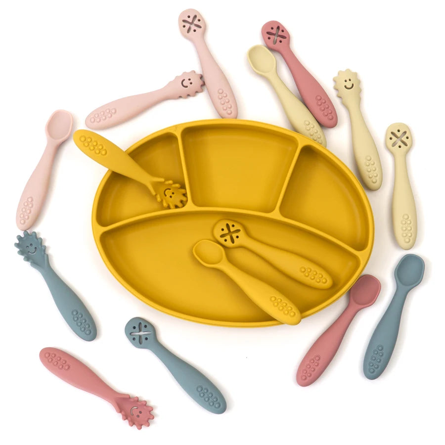 3PCS Cute Baby Learning Spoons Utensils Set Newborn Feeding Spoon Set Toddler Scoop Weaning Cutlery Children‘s Tablewar