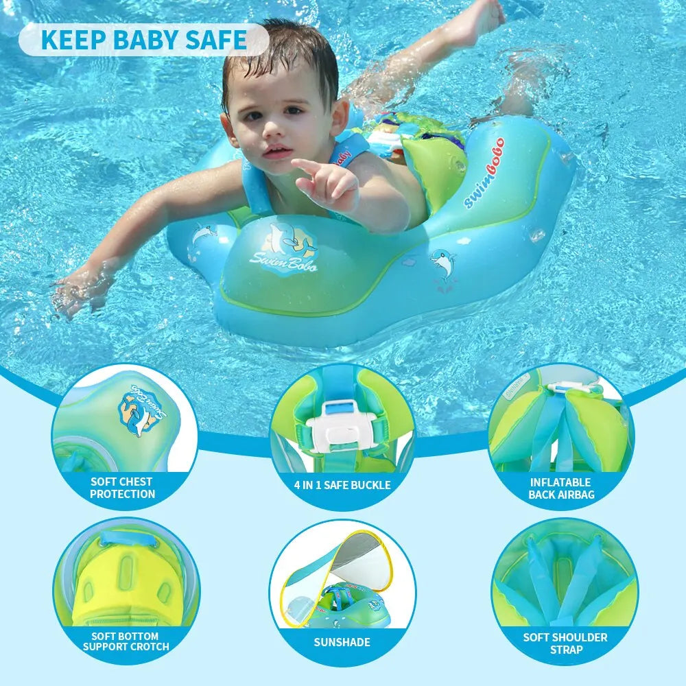 Baby Swimming Float With Canopy Inflatable Infant Floating Ring Kids Swim Pool Accessories Circle Bathing Summer Toys