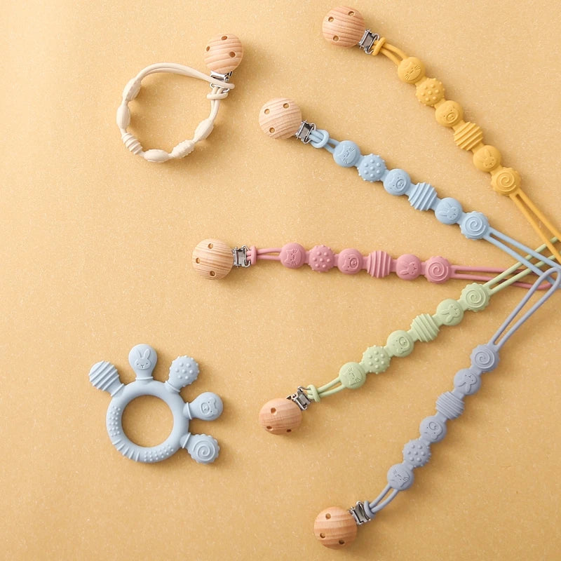 Baby Silicone Teether Infant Pacifier Chain Clip Food Grade Silicone Soother Chain Nipple Holder  Baby Nursing Good Teething Toy