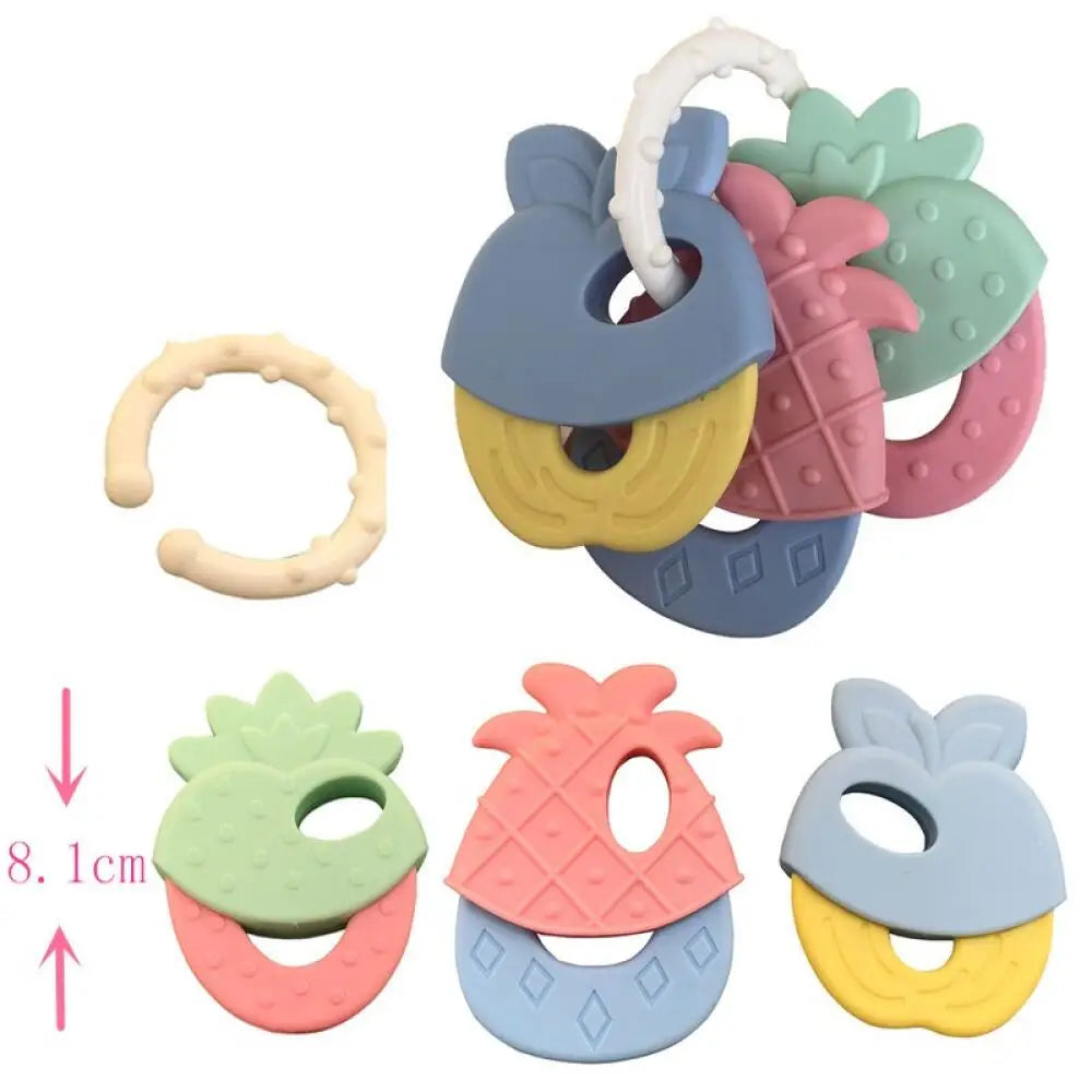 Fruit Macaroon Teether Teething toys for teething babies Easy to grip Food-grade silicone Anti-Swallowing design