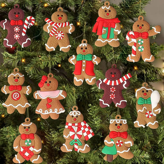 Gingerbread Man Ornaments for Christmas Tree Assorted Plastic Gingerbread Figurines Ornaments Christmas Tree Hanging Decorations