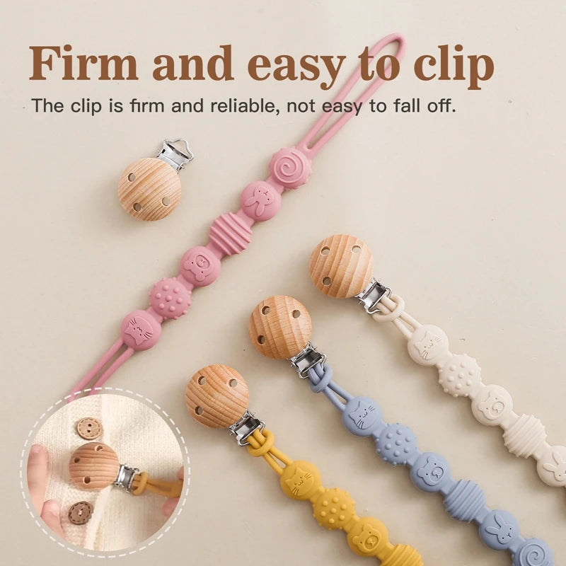 Baby Silicone Teether Infant Pacifier Chain Clip Food Grade Silicone Soother Chain Nipple Holder  Baby Nursing Good Teething Toy