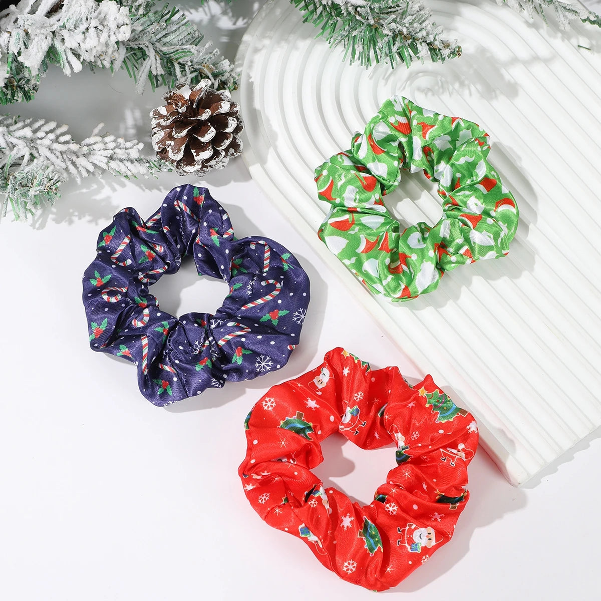 12pcs/lot Christmas Vibrant Hair Surunchies Set Woman Girls Fashion Sweet Hair Ties Rubber Band Female Party Hair Accessories