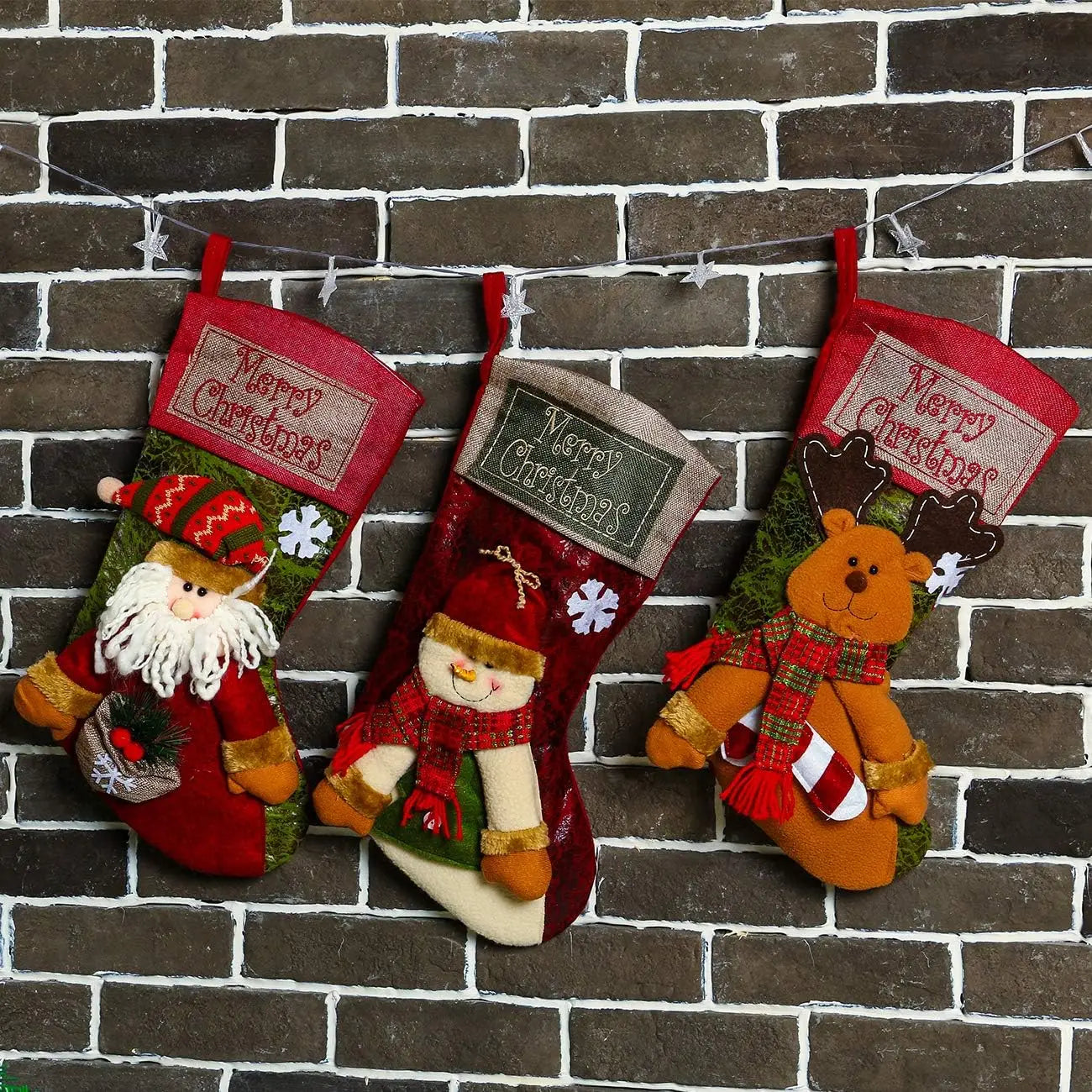 Christmas Stocking Classic Large Stockings Santa Snowman Reindeer Xmas Character for Family Holiday Christmas Party Decorations