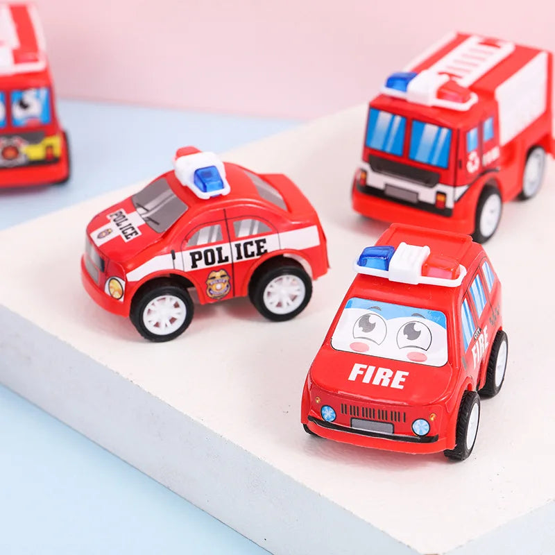 10Pcs Mini Pull Back Fire Truck Police Car Toys for Kids Fire Fighting Theme Birthday Party Favors Baby Shower Gifts Goodie Bags