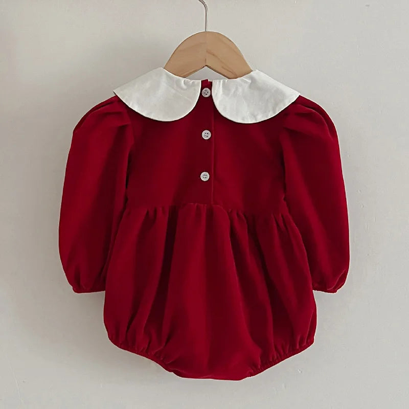 Autumn Newborn Kids Baby Girls Long Sleeve Sweet Solid Color Princess Rompers Infant New Baby Girls Rompers Clothes