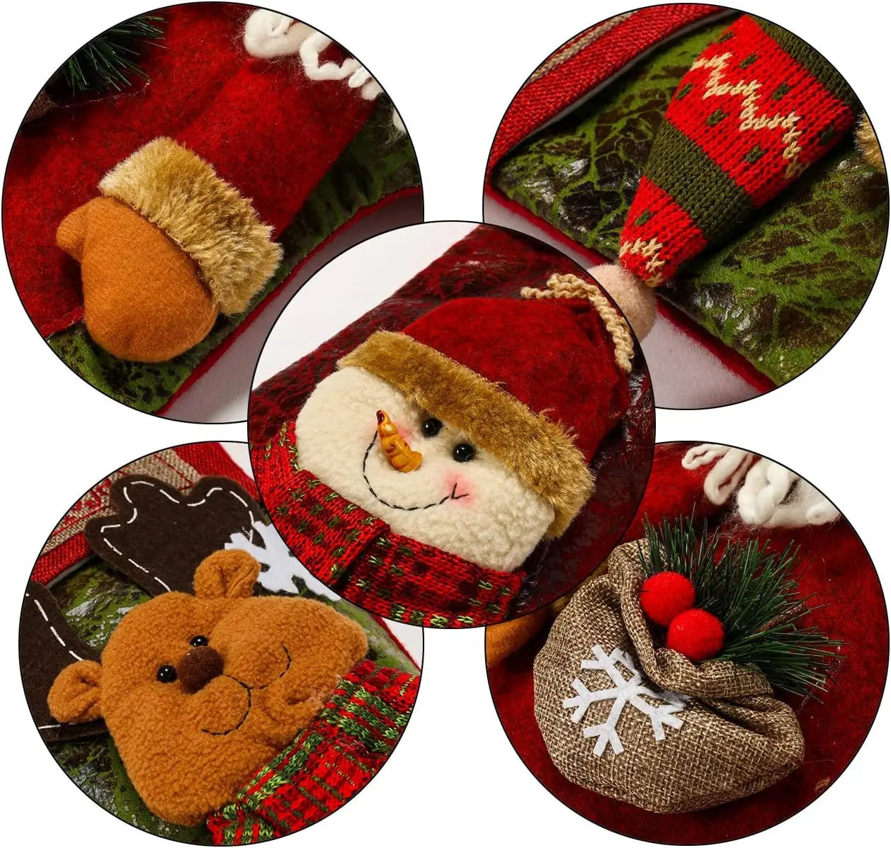 Christmas Stocking Classic Large Stockings Santa Snowman Reindeer Xmas Character for Family Holiday Christmas Party Decorations