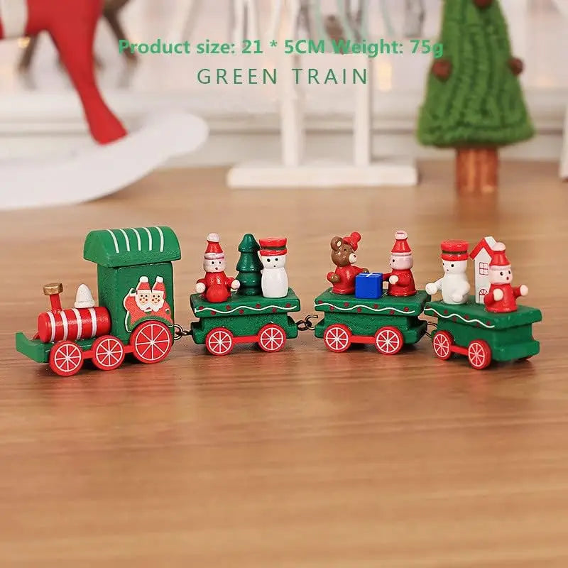 Christmas Wooden Train Decor Set, Cute Wooden Mini Train Ornaments Christmas Train Ornament Toys for Kids Gift Home Decoration