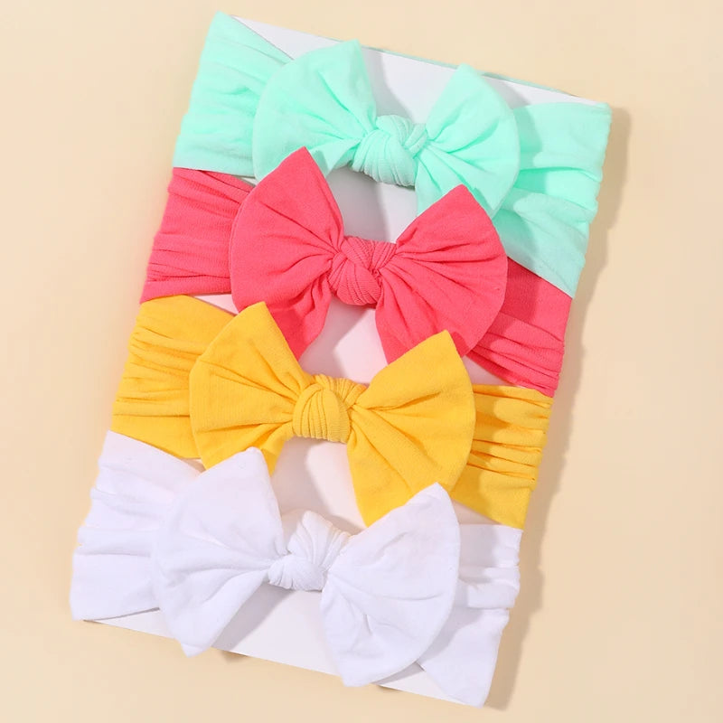 Candy Colors Baby Bowknot Hairband Broadside Headband Kids Girls Boutique Elastic Protect Turban Headwear Kids Hair Accessories