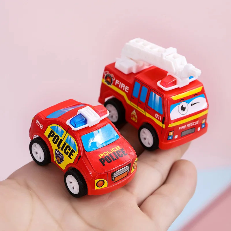 10Pcs Mini Pull Back Fire Truck Police Car Toys for Kids Fire Fighting Theme Birthday Party Favors Baby Shower Gifts Goodie Bags