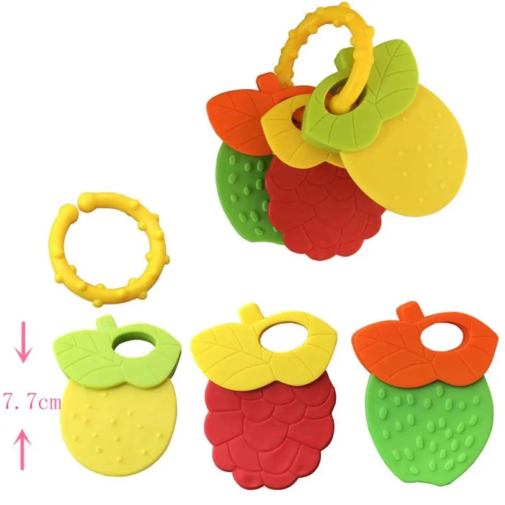 Fruit Macaroon Teether Teething toys for teething babies Easy to grip Food-grade silicone Anti-Swallowing design