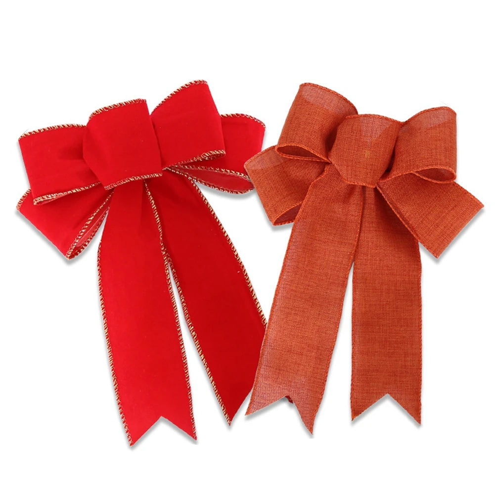 5pcs/set Red Bow Christmas Ribbon Bows Hanging Decorations Large Bowknot Gift Christmas Tree Ornaments New Year Xmas Party Decor