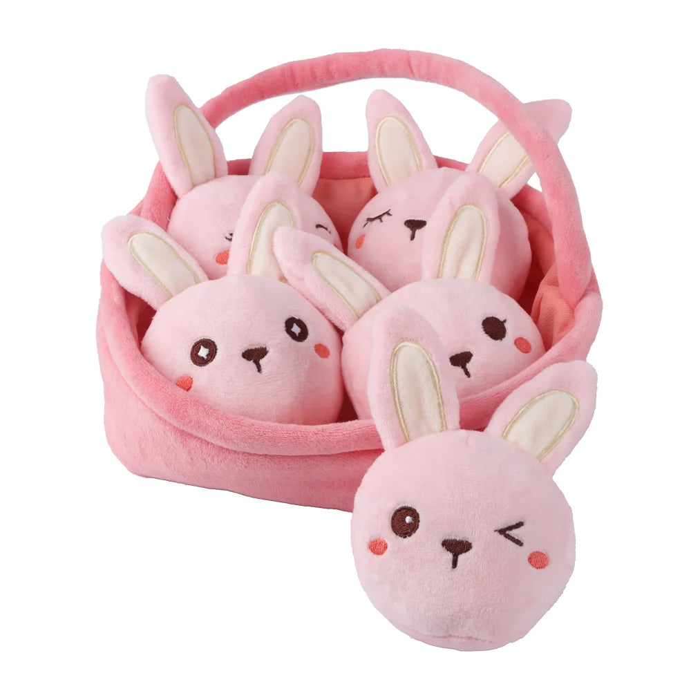 20cm Kawaii Cartoon A Basket of  Rabbits Plushie Plush Toy Stuffed Animal Toys Rabbits Kids Cute Christmas Birthday Gifts