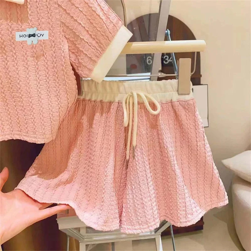 Baby Girls Clothes Set Kids Cute Sweet Casual Short Sleeve Top Pant Outfit Sets Summer Children Comforts Sportswear 2-10Years