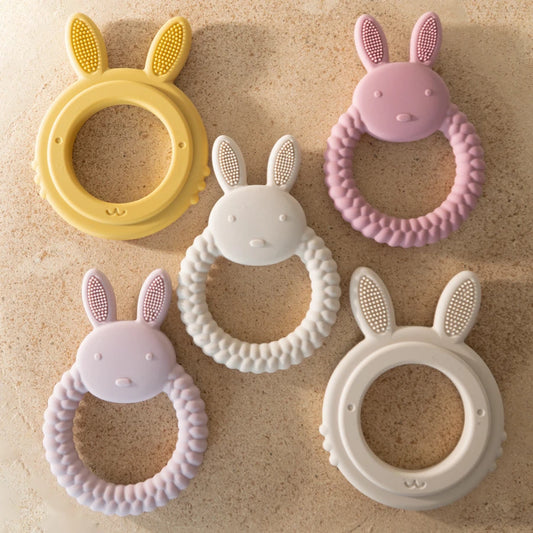 1Pcs Baby Teether Silicone Toy BPA Free Cartoon Rabbit Nursing Teething Gifts Baby Health Molar Chewing Newborn Accessories Toy