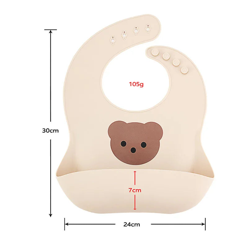 Waterproof Soft Baby Silicone Bibs Cute Cartoon Printed Kids Girl Boy Adjustable Children Bib Baby Lunch Feeding Stuff