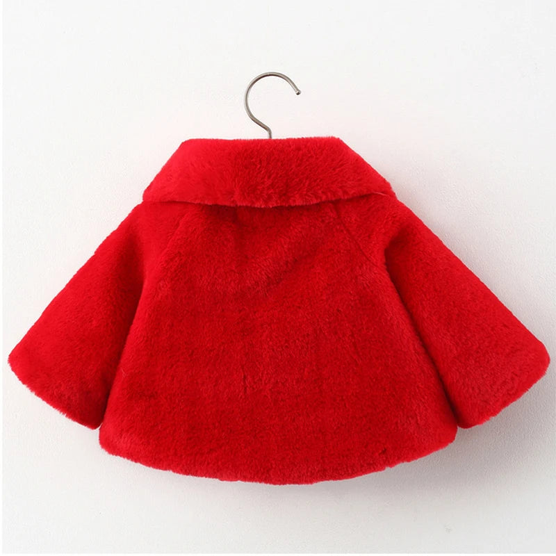 2024 New Winter Jacket For Baby Girl Clothes Fashion Christmas Princess Cloak Autumn Warm Faux Fur Girls Coat Plush Baby Outwear