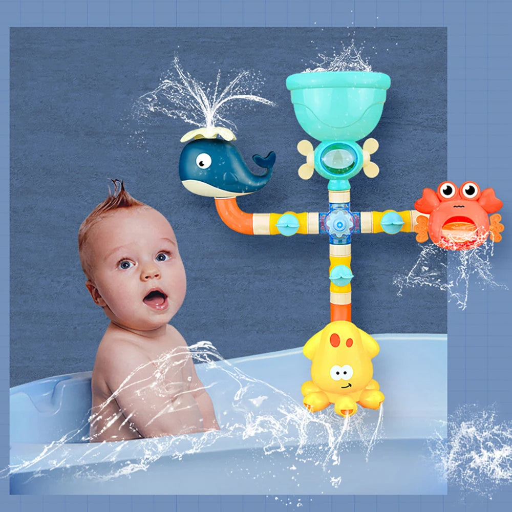 Baby Bath Toys Bathtub DIY Pipes Tubes Bath Time Water Game Spray Swimming Bathroom Toys for Toddlers Kids Gifts Birthday Gift