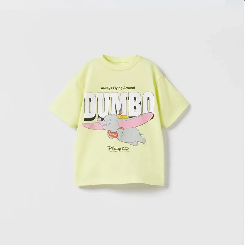 Mickey Mouse Print Tshirt Casual Loose Crewneck Pullover Base Shirt New Style Cartoon Tops Toddler Thin Soft Cute Short Sleeve