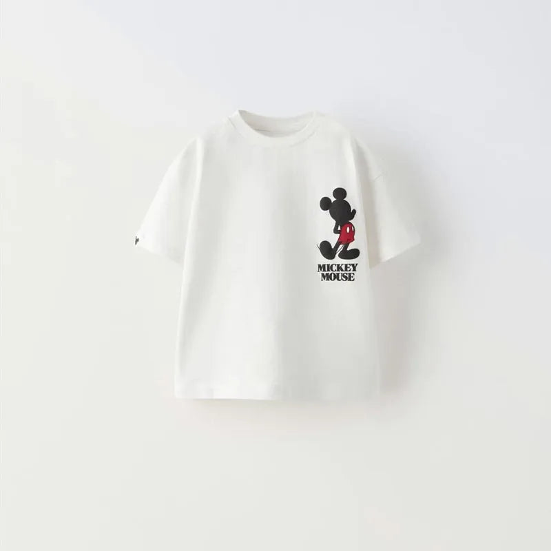 Disney Clothes New Children Fashion Casual Tshirt White Round Neck Tops Summer Costume Cute Print Tshirt For Boys And Girls