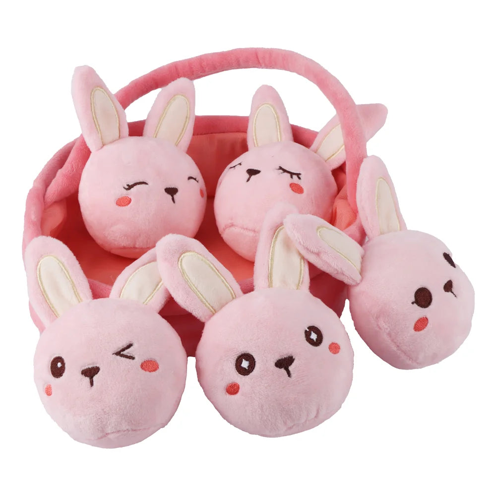 20cm Kawaii Cartoon A Basket of  Rabbits Plushie Plush Toy Stuffed Animal Toys Rabbits Kids Cute Christmas Birthday Gifts