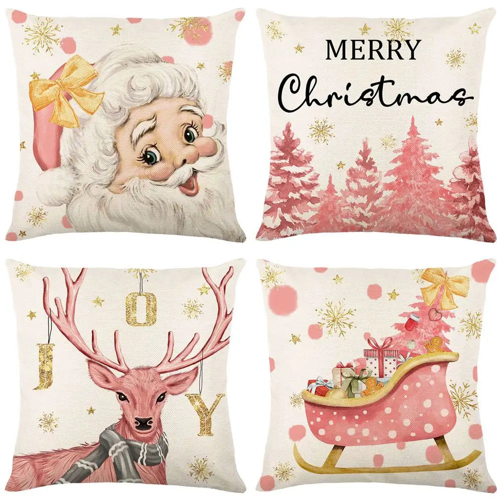 45cm Merry Christmas Cushion Cover Pillowcase 2024 Christmas Decorations for Home Ornament New Year Christmas Decor 2025 Noel