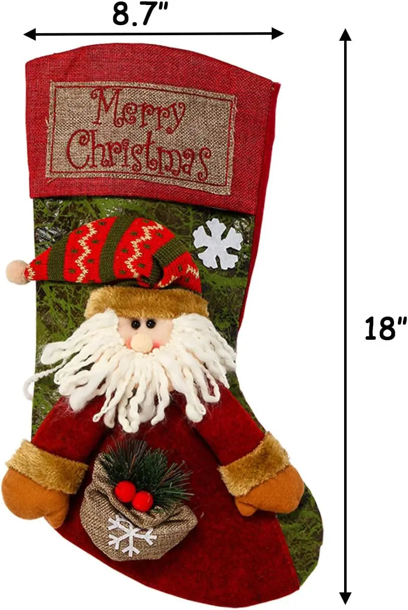 Christmas Stocking Classic Large Stockings Santa Snowman Reindeer Xmas Character for Family Holiday Christmas Party Decorations