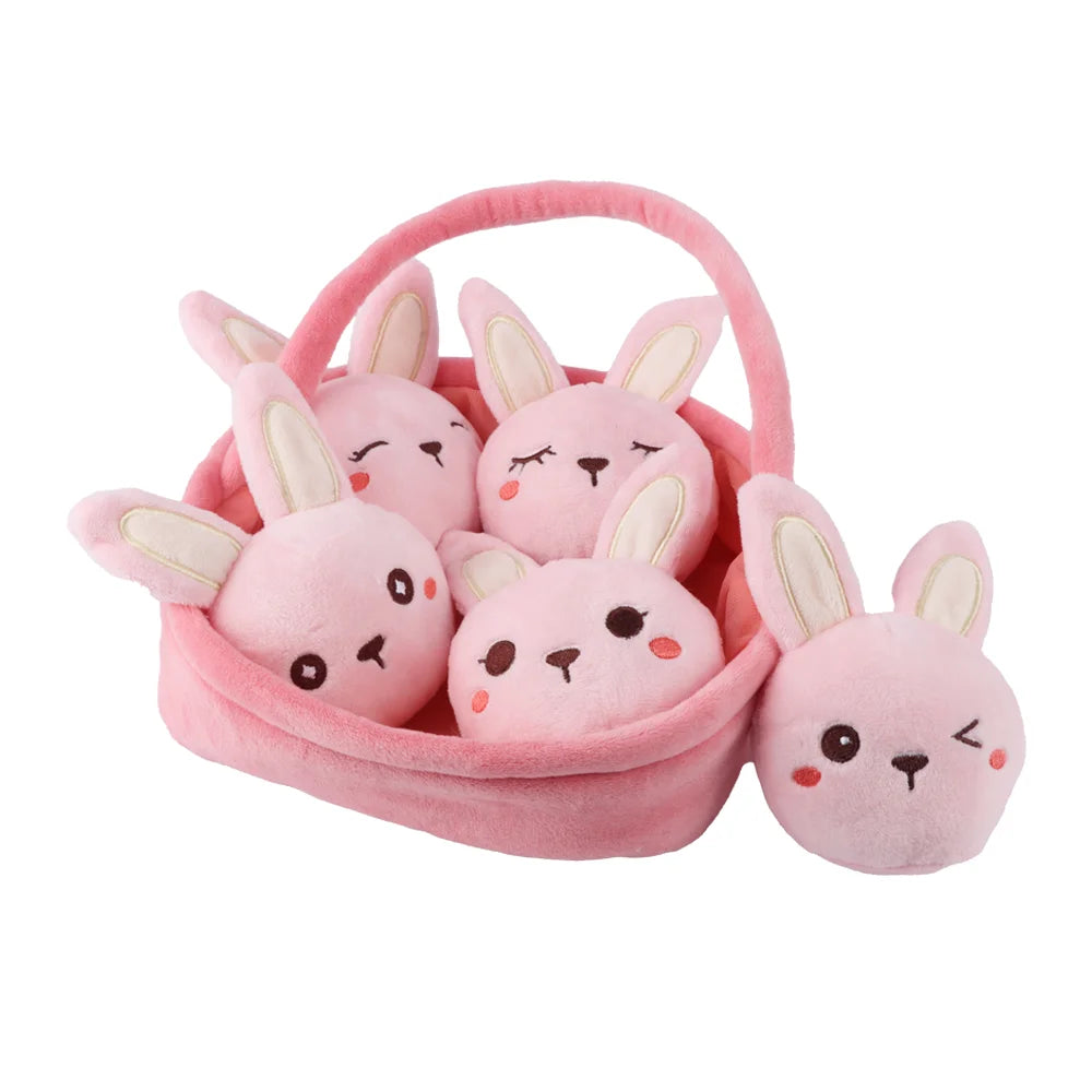 20cm Kawaii Cartoon A Basket of  Rabbits Plushie Plush Toy Stuffed Animal Toys Rabbits Kids Cute Christmas Birthday Gifts