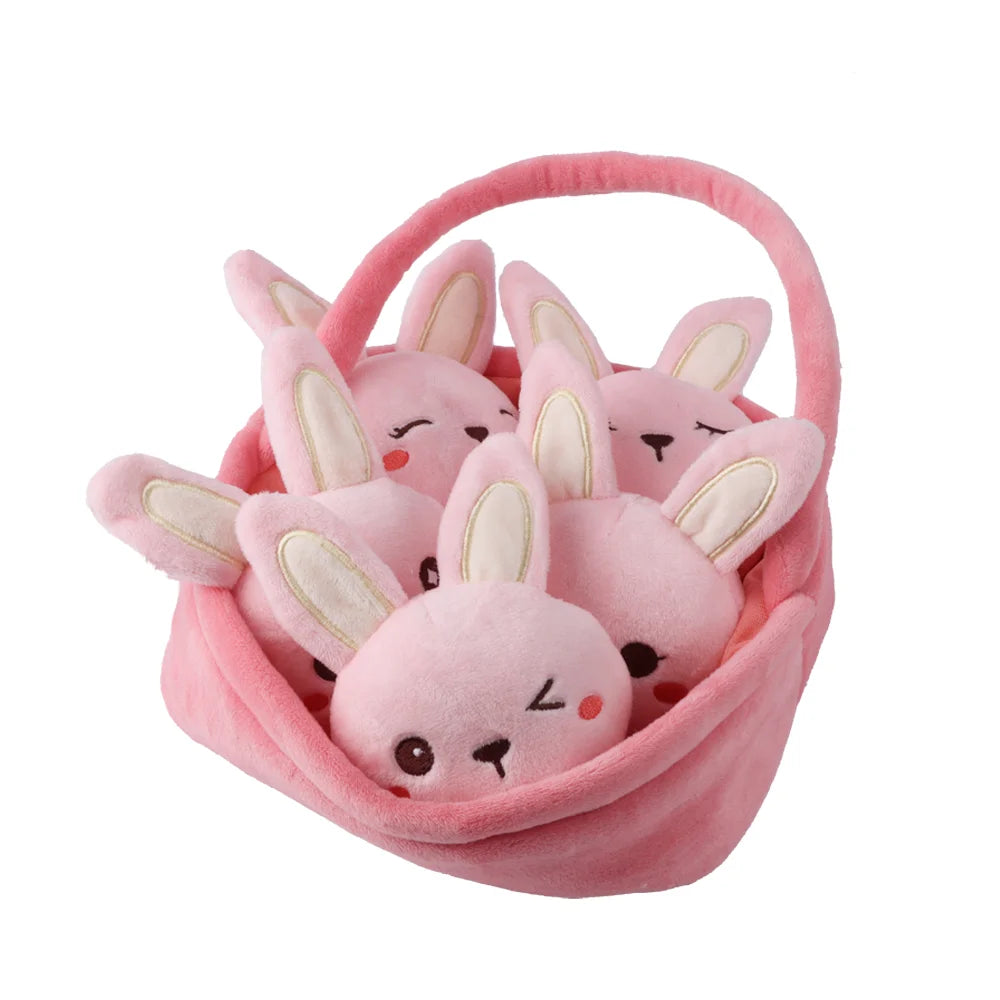 20cm Kawaii Cartoon A Basket of  Rabbits Plushie Plush Toy Stuffed Animal Toys Rabbits Kids Cute Christmas Birthday Gifts