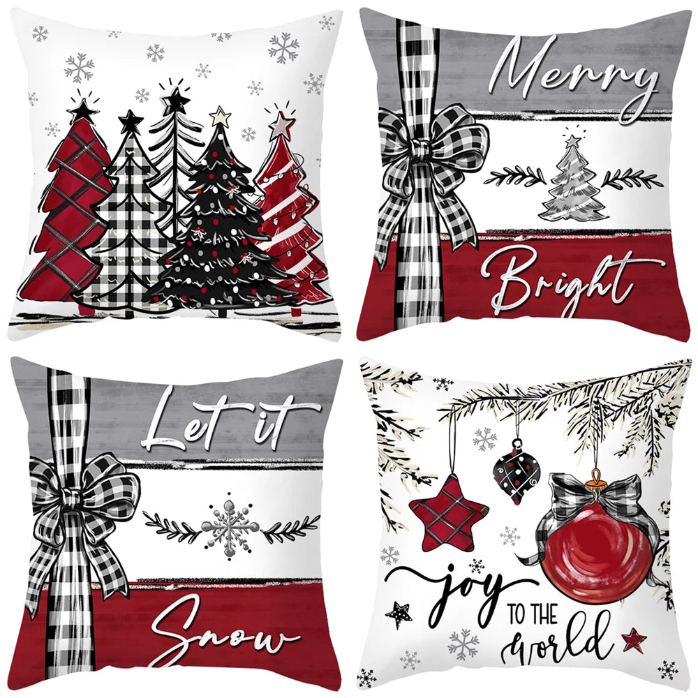 45cm Merry Christmas Cushion Cover Pillowcase 2024 Christmas Decorations for Home Ornament New Year Christmas Decor 2025 Noel