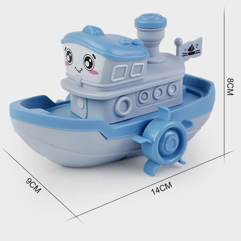 Baby Bath Toys Cute Cartoon Ship Boat Clockwork Toy Wind Up Toy Kids Water Toys Swimming Beach Game for Children Gifts Boys Toys