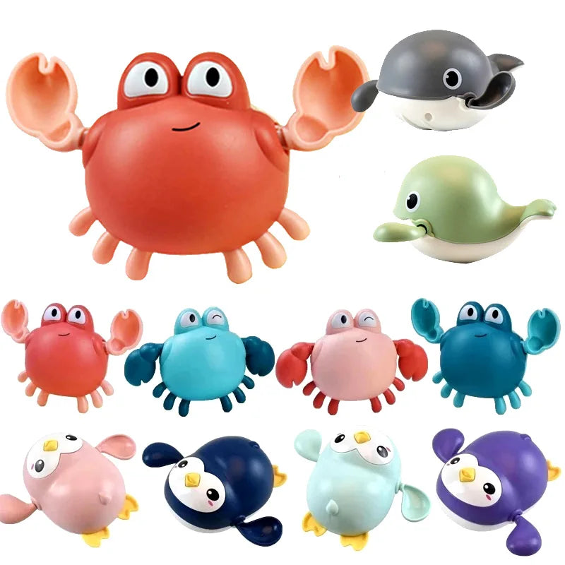 Baby Toys Bathing Ducks Cartoon Animal Whale Crab Swimming Pool Water Play Game Chain Clockwork Bath Toys For Children