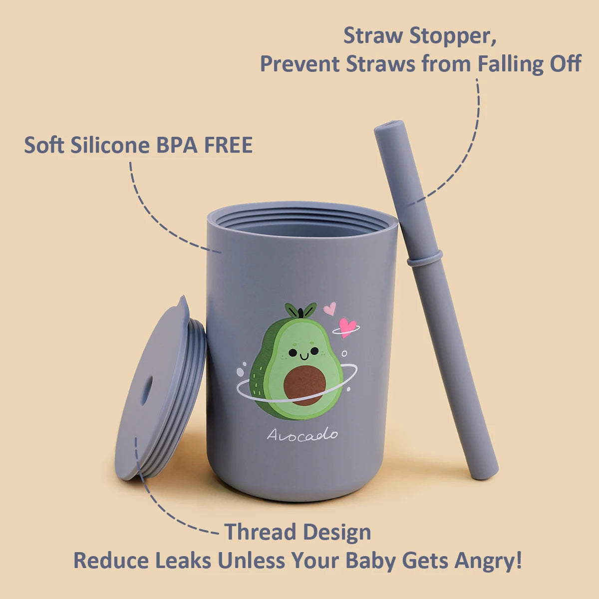 TYRY.HU 1PCS Baby Silicone Sippy Cup with Lid Portable Drinking Cup Children's Anti-leak Feeding Cup Food Grade Silicone 150ML