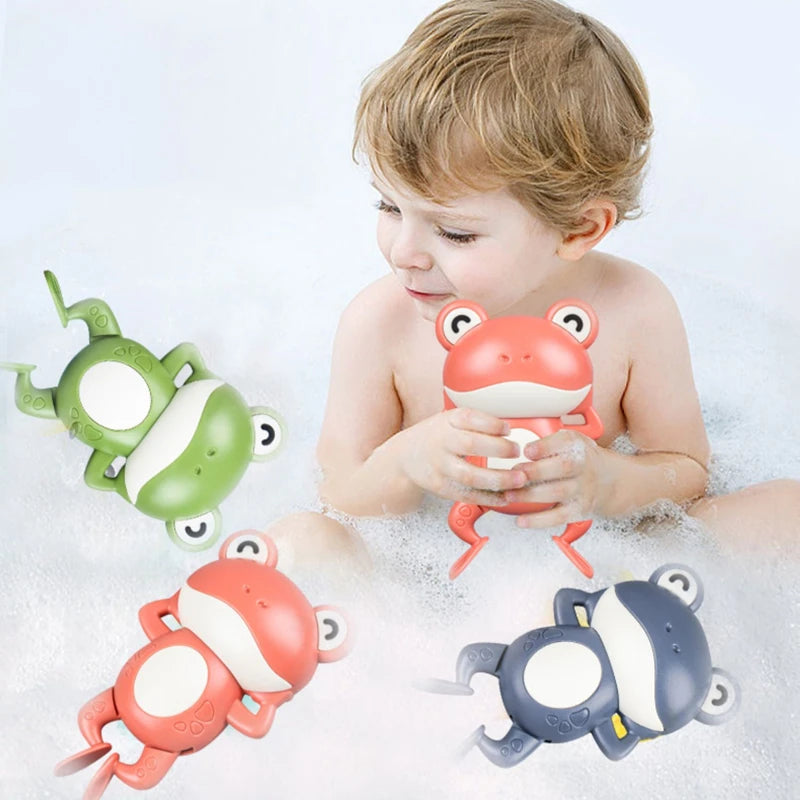 New Bath Toys for Toddlers Chain Clockwork Swim Backstroke Little Frog Baby Bathe Cute Appease Animal Toy Gift Bath Toys Kids