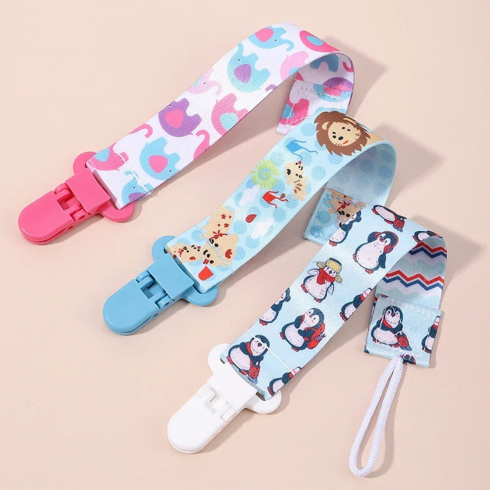 1pcs Fixed Button Baby Cartoon Pacifier Clips Chains Ribbon Soother Chains Anti-drop Buckle Strap for Pacifier Baby Feeding Gift