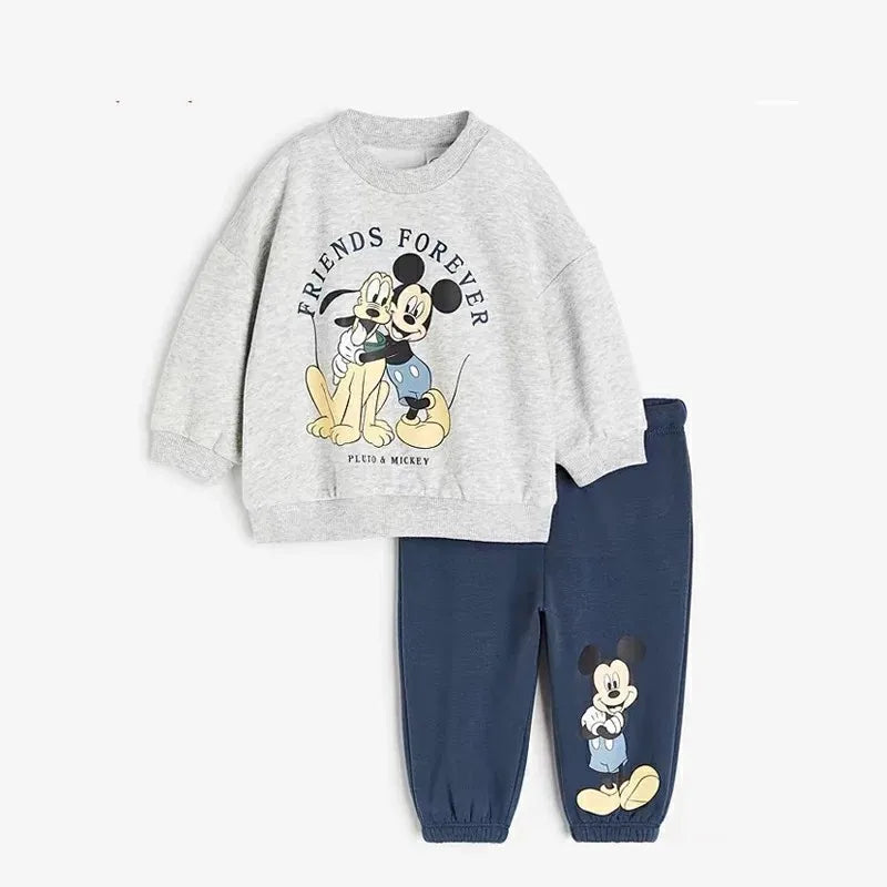 Girls Spring Autumn Clothes Minnie Full Print Sweatshirt+Pants 2pcs Casual Sports New Kids Cartoon Fashion Long Sleeve Suits