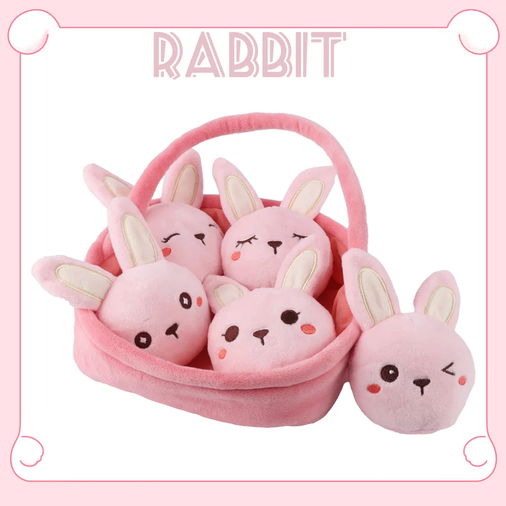 20cm Kawaii Cartoon A Basket of  Rabbits Plushie Plush Toy Stuffed Animal Toys Rabbits Kids Cute Christmas Birthday Gifts