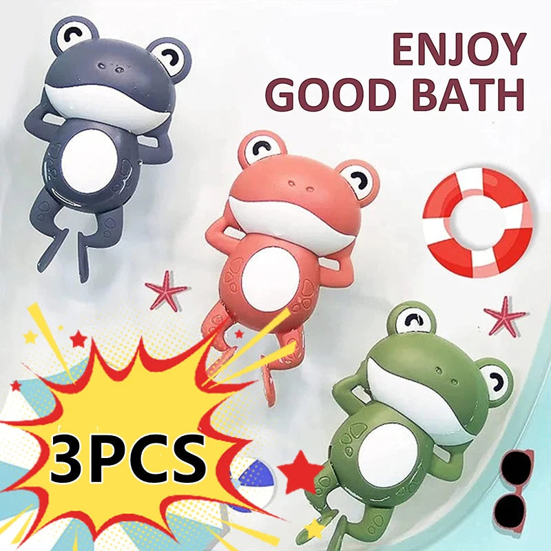 New Bath Toys for Toddlers Chain Clockwork Swim Backstroke Little Frog Baby Bathe Cute Appease Animal Toy Gift Bath Toys Kids