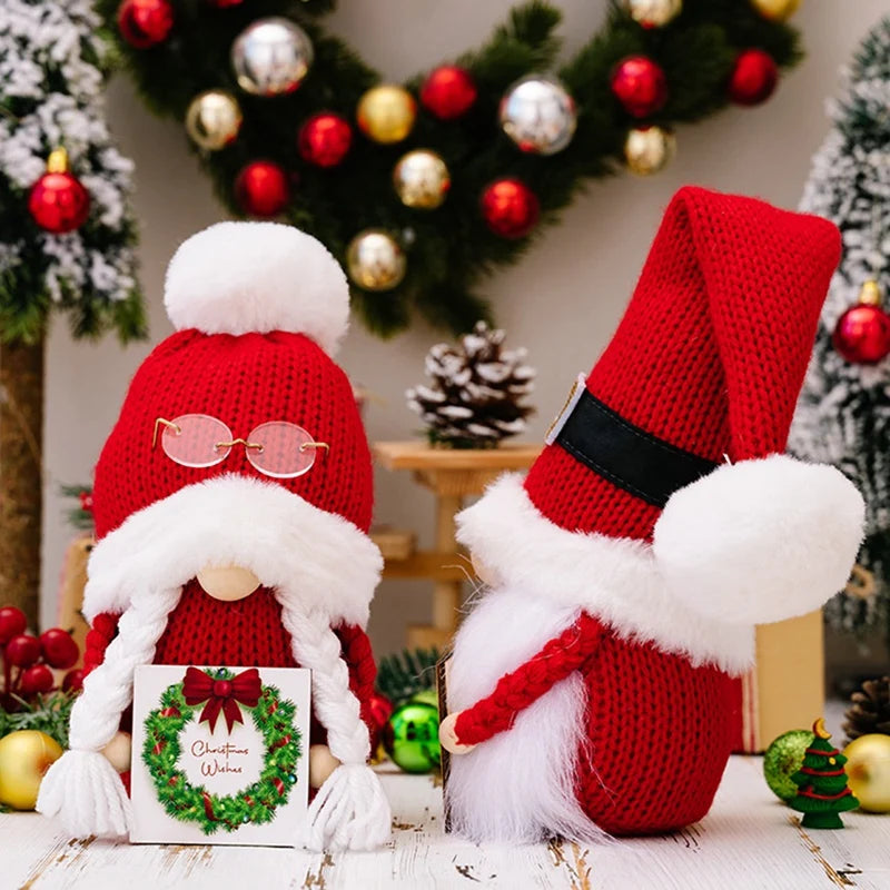 Christmas Knitted Hat Faceless Doll Plush Gnome Doll Xmas Dwarf Decorations New Year Plush Figurines Doll Ornament Gift Toys