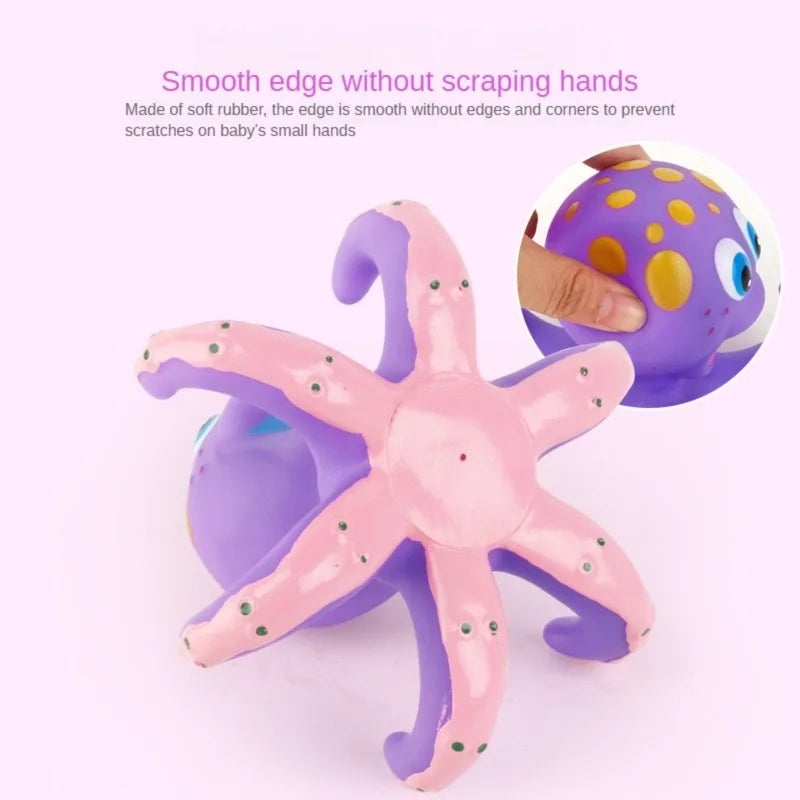 Floating Purple Octopus Bath Toys for Toddlers with 3 Hoopla Rings Interactive Bath Toy for Bathroom, Pool, Bathtub