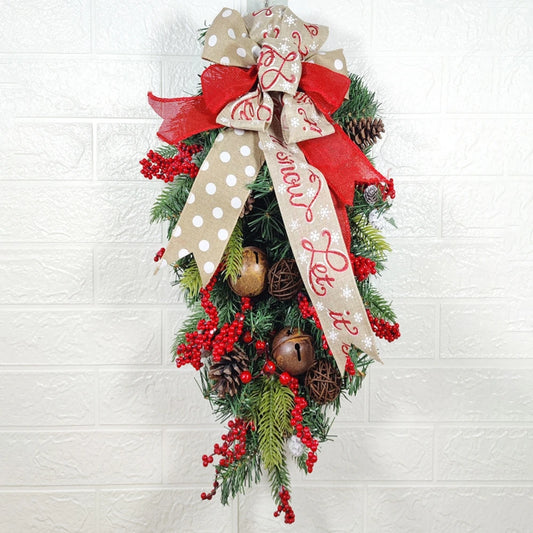 Christmas Wreath Retro Bells Artificial Wreath 45cm Window Wall Front Door Hanging Garlands Rattan Home Christmas Decorations