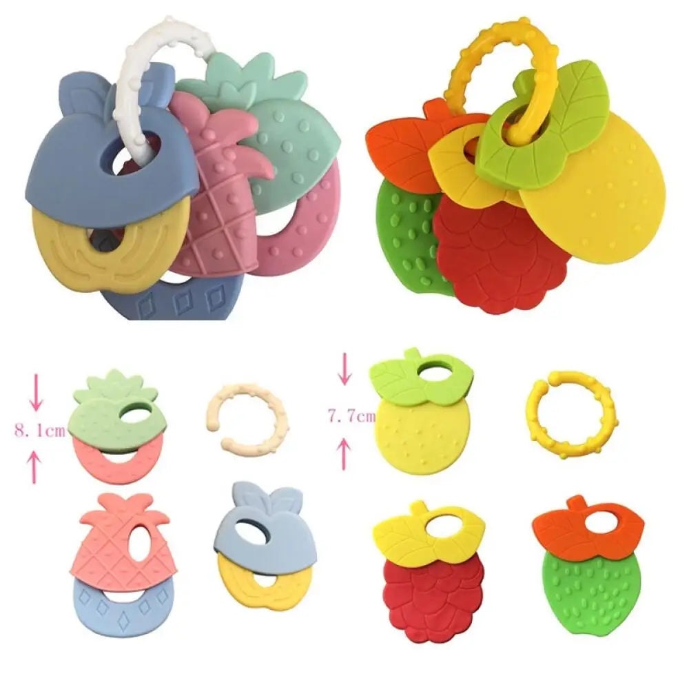 Fruit Macaroon Teether Teething toys for teething babies Easy to grip Food-grade silicone Anti-Swallowing design