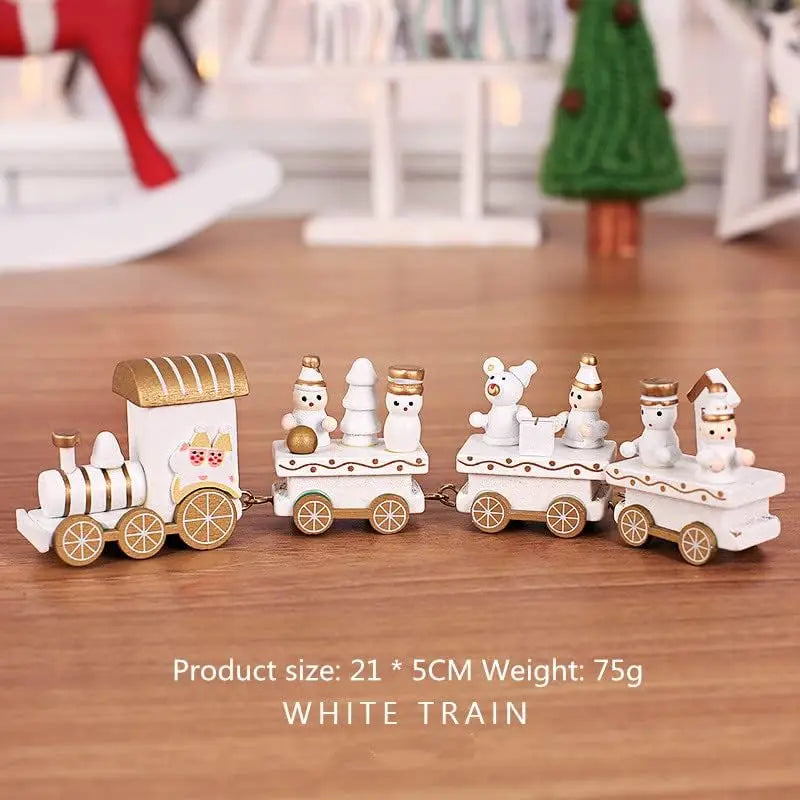 Christmas Wooden Train Decor Set, Cute Wooden Mini Train Ornaments Christmas Train Ornament Toys for Kids Gift Home Decoration