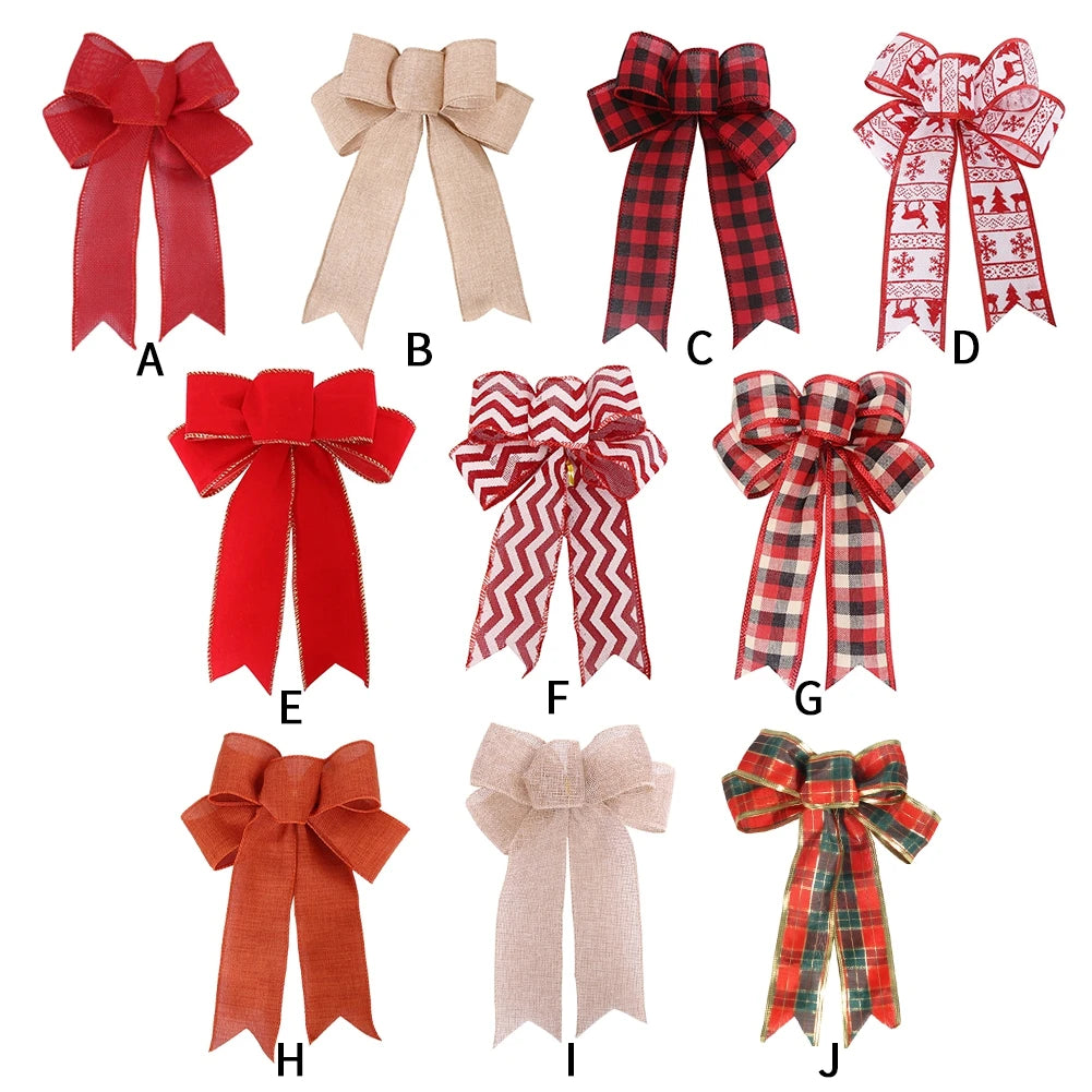 5pcs/set Red Bow Christmas Ribbon Bows Hanging Decorations Large Bowknot Gift Christmas Tree Ornaments New Year Xmas Party Decor